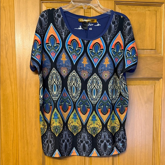 Desigual Tops - Desigual Graphic Blue Green Short Sleeve Tee